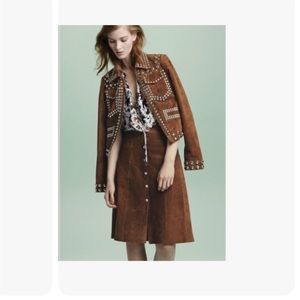 A.L.C. Suede Skirt Cognac 4